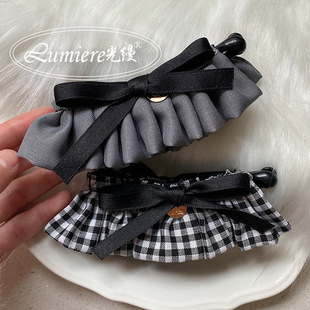 韩系ins格雷灰裙摆蝴蝶结香蕉夹简约时尚复古格子豹纹马尾夹发饰