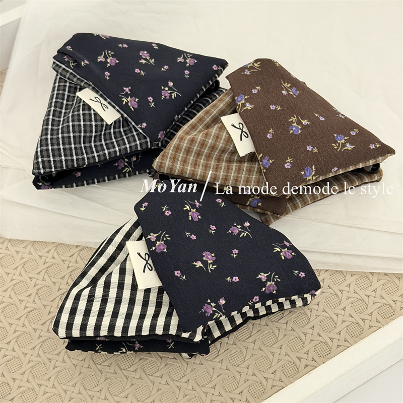 韩版网红碎花拼格纹布艺三角抓夹高级感气质发抓百搭后脑勺盘发卡