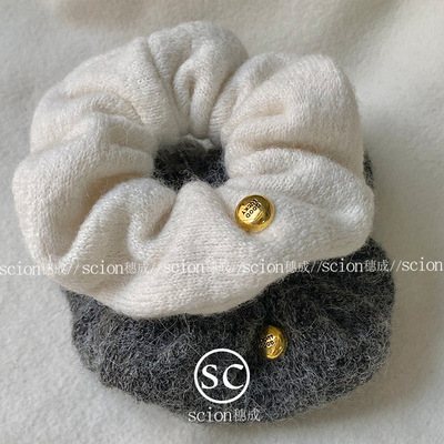 日韩ins气质羊绒毛线金标大肠发圈简约纯色日常百搭时尚高级发绳