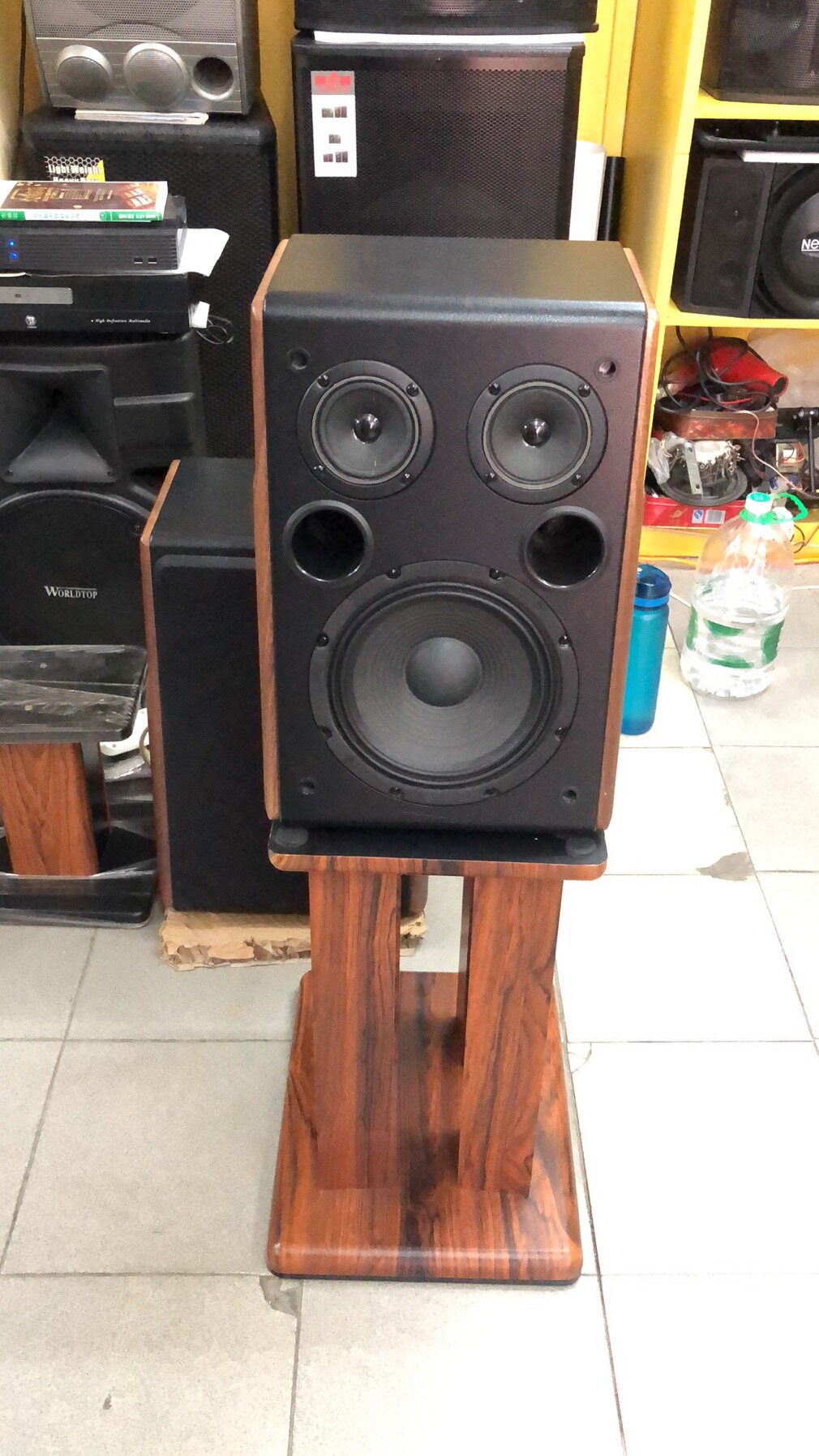 发烧8寸书架音箱HIFI家用落地音响无源三分频木质唱歌KTV大功率
