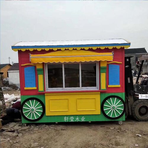 移动售货屋木屋奶茶屋凉亭户外木制别墅防腐木保安亭售货亭定制