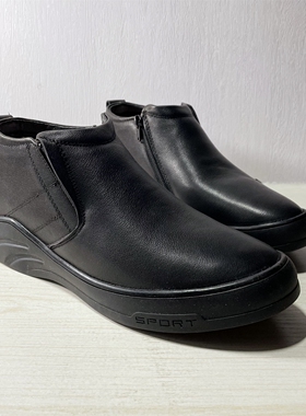 撤柜清仓头层牛皮切尔西靴男冬季黑色真皮短靴侧拉链平底圆头皮靴