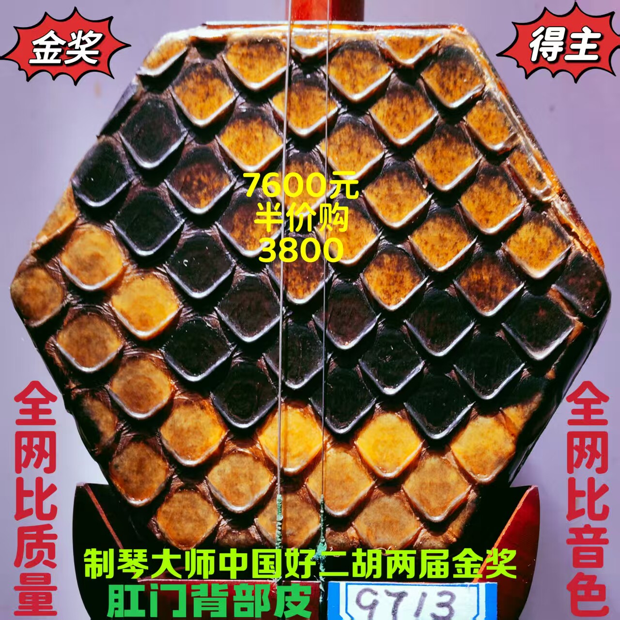 〔十大品牌中国好二胡获金奖〕韵声琴坊五星级明清旧料老红木二胡