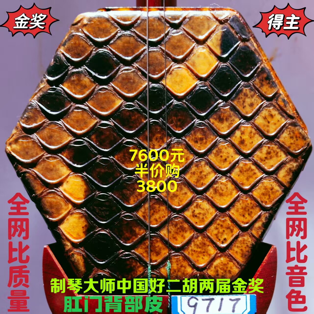 〔十大品牌中国好二胡获金奖〕韵声琴坊五星级明清旧料老红木二胡
