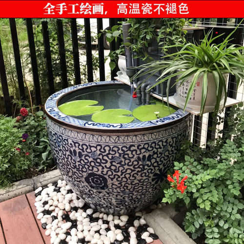 景德镇陶瓷水缸鱼缸荷花缸全手绘