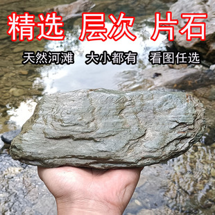 溪流石精选层次感片状一物一拍页岩鱼缸造景石天然原生态铺底晒台