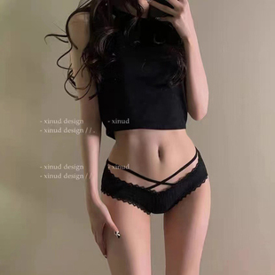 内裤 黑色2024三角 女士纯棉抗菌全棉无痕性感少女纯欲女生蕾丝新款