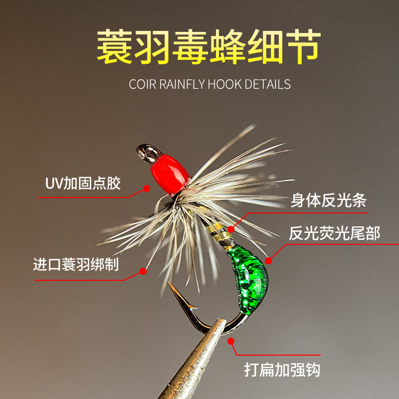 小柒家蝇蓑羽毒蜂飞蝇钩马口白条溪流微物套装瓜子亮片路亚假饵