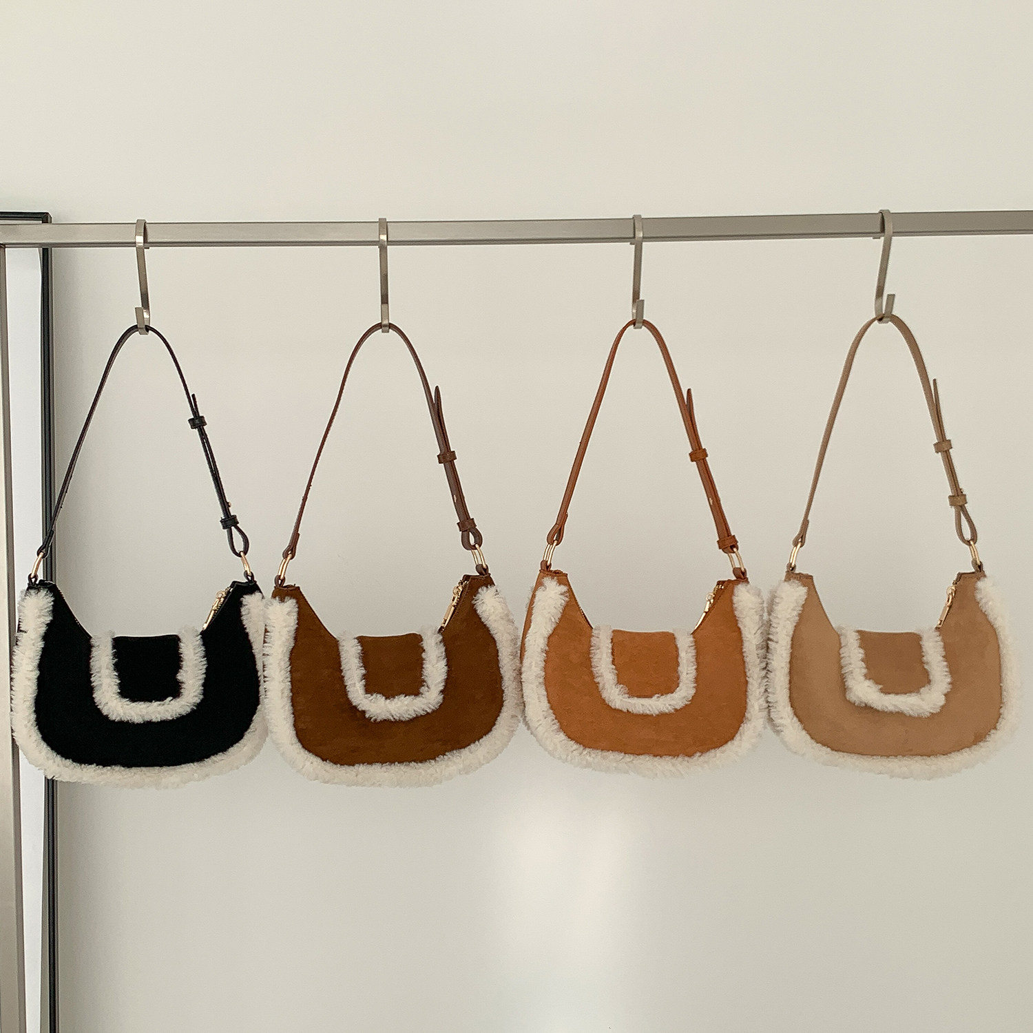 EMORRIN韩版小众羊羔毛拼接手提单肩包麂皮绒复古通勤百搭腋下包,箱包皮具/热销女包/男包,单肩包,淘宝优惠券,粉丝福利购,淘宝优惠卷