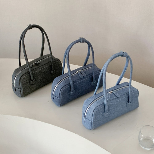 2025新款潮流牛仔布保龄球包女包