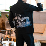 盘扣刺绣宽松外套2025新款春季风夹克立领A266-1-JK1906-P90，男装夹克，电商A266-1