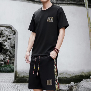 夏天刺绣运动套装男休闲短裤风A266-1-TZ7707-P45特批控78图片