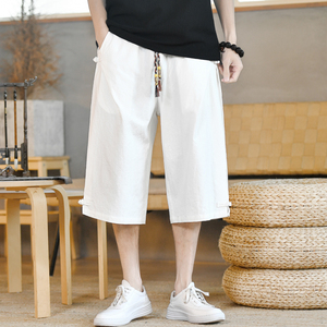 棉麻风七分裤男抽绳盘扣纯色棉麻休闲裤夏季A266-1-K87-P40图片