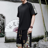 风短裤一套男刺绣套装休闲运动A266-1-TZ9908-P50特批控78，男装休闲套装，电商A266-1