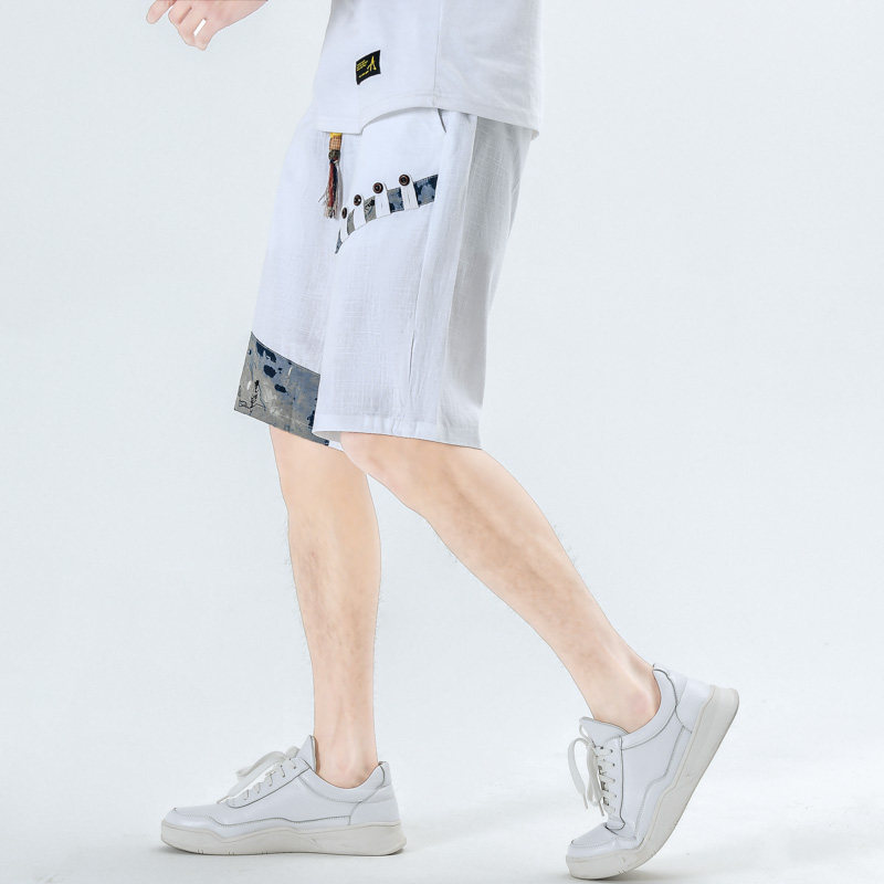 夏季抽绳亚麻短裤男风宽松大码休闲裤2025新款A266-1-K49-P35,男装牛仔裤,电商A266-1