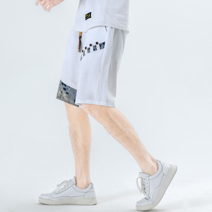 夏季抽绳亚麻短裤男风宽松大码休闲裤2025新款A266-1-K49-P35图片