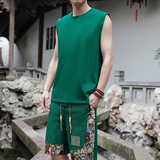 夏季刺绣休闲运动套装男风两件套A266-1-TZ3308-P46特批控78，男装休闲套装，电商A266-1