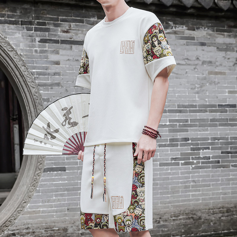 男士休闲运动套装男刺绣风一套A266-1-TZ8808-P50特批控78图片