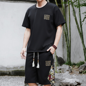 刺绣套装男休闲运动一套拼接风A266-1-TZ7758-P48特批控78图片