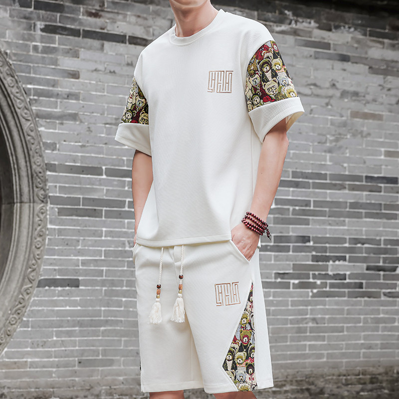 刺绣休闲运动套装男风一套风A266-1-TZ8858-P50特批控78，男装休闲套装，电商A266-1