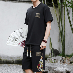 刺绣套装男休闲运动一套拼接风A266-1-TZ7758-P48特批控78图片