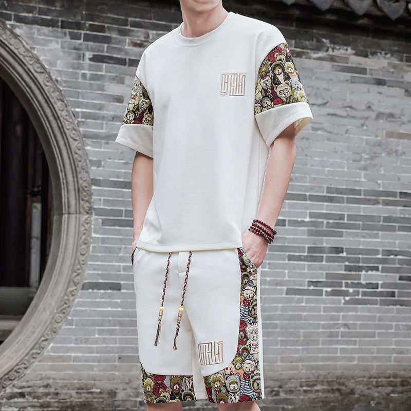 男士休闲运动套装男刺绣风一套A266-1-TZ8808-P50特批控78图片