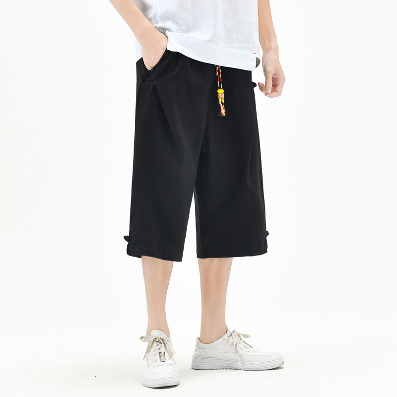 棉麻风七分裤男抽绳宽松男装复古休闲裤夏季A266-1-K87-P40,男装牛仔裤,电商A266-1