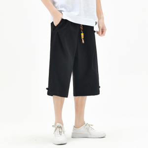 棉麻风七分裤男抽绳宽松男装复古休闲裤夏季A266-1-K87-P40图片