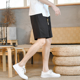 棉麻风短裤男抽绳纯色棉麻男装复古休闲裤夏季A266-1-K88-P35，男装牛仔裤，电商A266-1