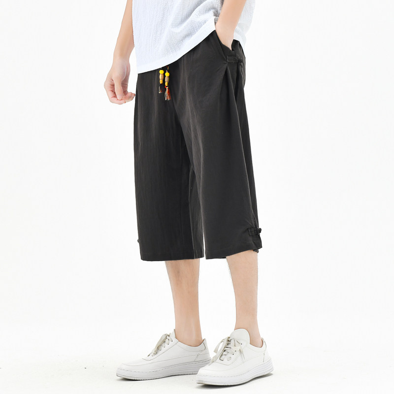 棉麻风七分裤男抽绳宽松男装复古休闲裤夏季A266-1-K87-P40,男装牛仔裤,电商A266-1