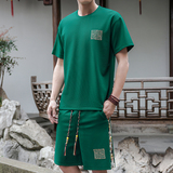 夏天刺绣运动套装男休闲短裤风A266-1-TZ7707-P45特批控78，男装休闲套装，电商A266-1