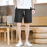 棉麻风短裤男抽绳纯色棉麻男装复古休闲裤夏季A266-1-K88-P35，男装牛仔裤，电商A266-1