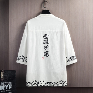 夏季风衬衫男宽松印花大码和服寸衣男装宽松A266-1-F58-P40图片