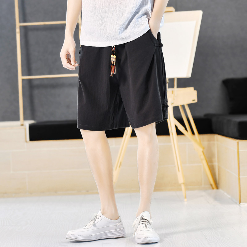 棉麻短裤男抽绳五分夏季青年波点风中裤裤子A266-1-K86-P35,男装牛仔裤,电商A266-1