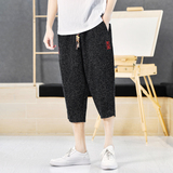棉麻短裤男抽绳宽松夏季青年波点风中裤休闲A266-1-K84-P50，男装牛仔裤，电商A266-1