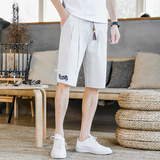 夏季棉麻风七分裤抽绳条纹男装复古休闲裤A266-1-K59-P40，男装牛仔裤，电商A266-1