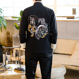 春季风男装夹克套装刺绣立领复古外套一套A266-1-TZ1906-P130，男装夹克，电商A266-1