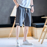 夏季棉麻短裤男宽松刺绣风休闲裤抽绳2026新款A266-1-K59-P40，男装牛仔裤，电商A266-1