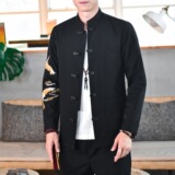 盘扣春季宽松外套刺绣青年复古风夹克男装A266-1-ZJ028-P90，男装夹克，电商A266-1