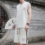 刺绣休闲运动套装男风背心一套A266-1-TZ1107-P43特批控78，男装休闲套装，电商A266-1