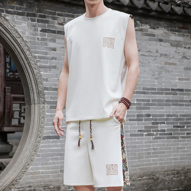 拼接小熊休闲运动套装男背心风A266-1-TZ2207-P43特批控78,男装休闲套装,电商A266-1