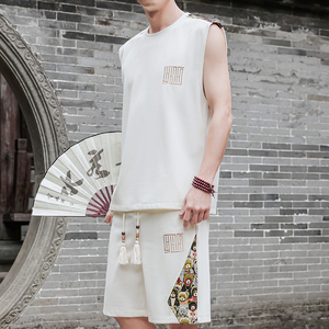刺绣背心套装男休闲运动套装风A266-1-TZ2258-P46特批控78,男装休闲套装,电商A266-1