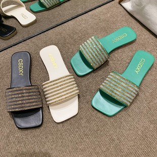 for women 欧美平底凉拖鞋 bottom 大码 slippers sandals Flat