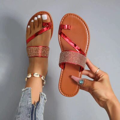 大码女鞋夏季平底一字拖鞋子凉鞋 women slipper sandals shoes