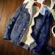 Inflated denim new Winter men blue for cashmere jacket plus