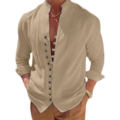 2023 New Men's Cotton Hemp Casual Loose Long Sleeve Shirt