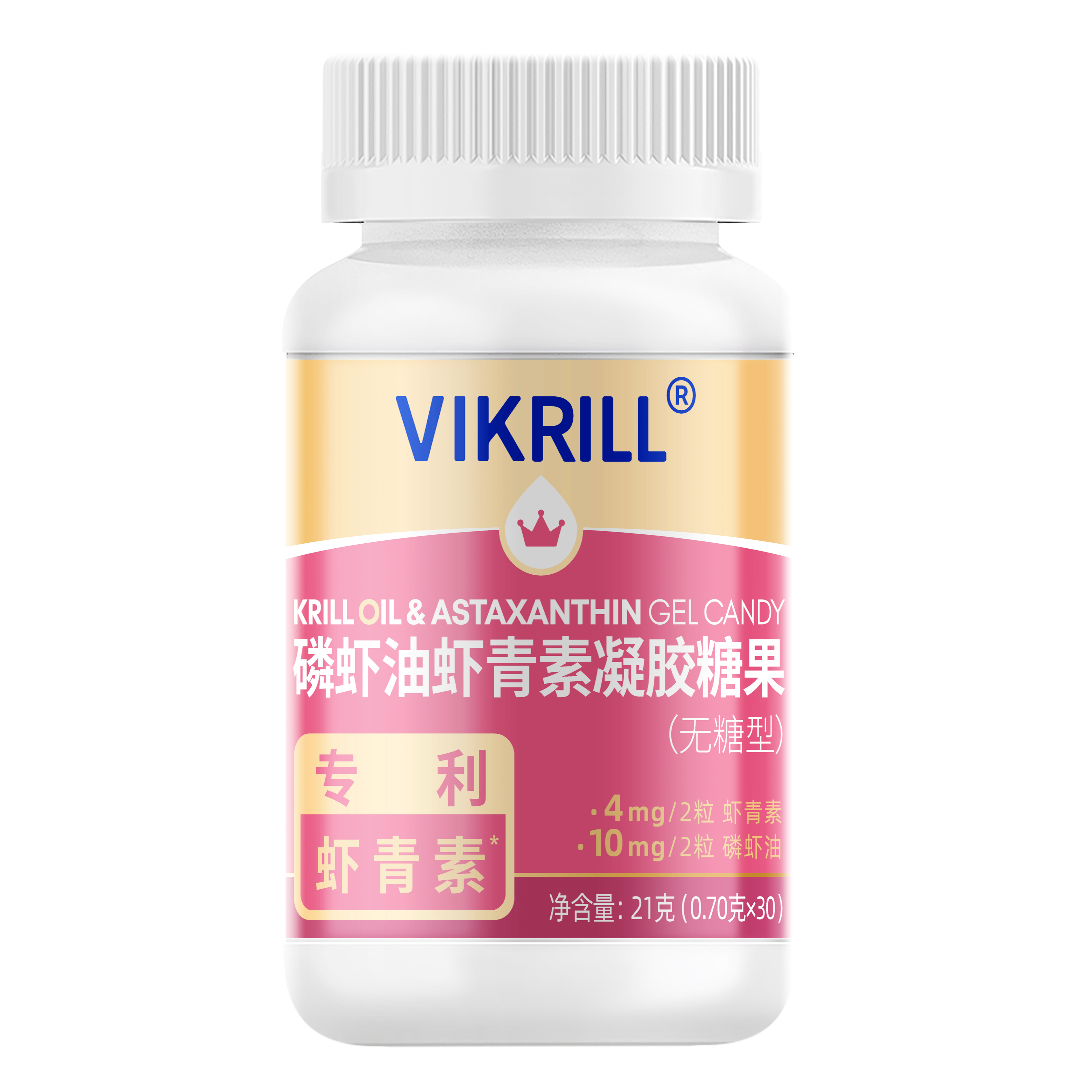 VIK磷虾油虾青素凝胶糖果雨声红球藻30粒