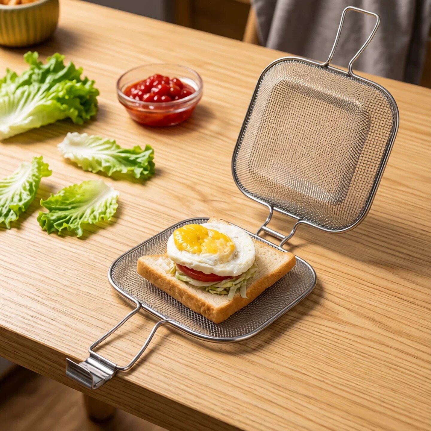 户外野营不锈钢吐司盒早餐玉米面包烘焙模具烤箱露营三明治神器