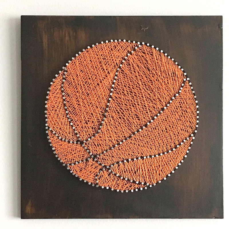 篮球 纱线画成品 钉子毛线绕线装饰画diy手工制作家居装饰材料包