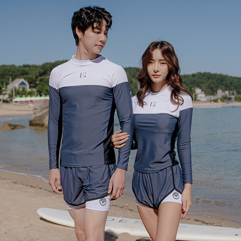 2023情侣潜水服女分体显瘦套装长袖男款冲浪服水母运动温泉游泳衣